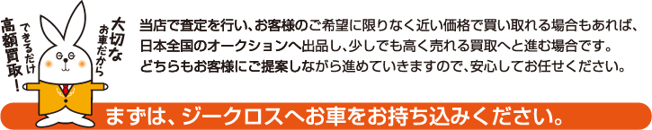 まずは、ジークロスへお車をお持ち込みください。